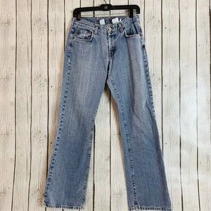 Womens Lucky Brand Button Fly Faded Denim Blue Jeans Size 4 27 W 28 L 31